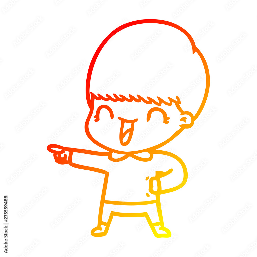 warm gradient line drawing happy cartoon boy warm gradient line drawing happy cartoon boy