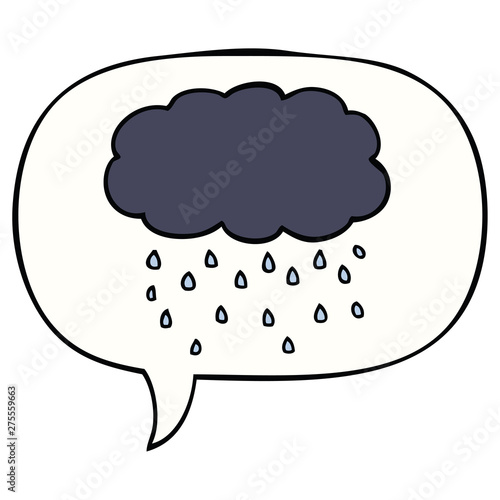 cartoon cloud raining and speech bubble