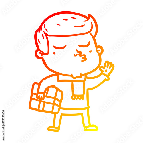 warm gradient line drawing cartoon model guy pouting