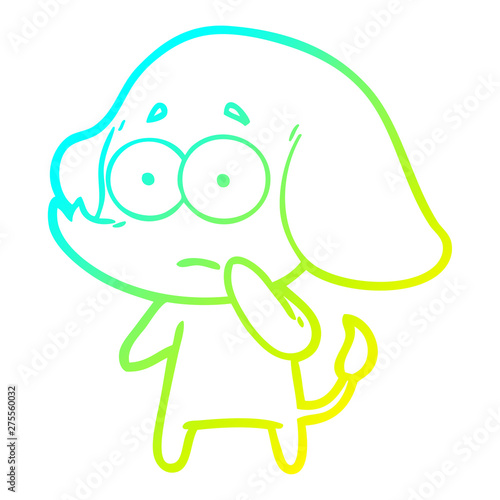 cold gradient line drawing cartoon unsure elephant