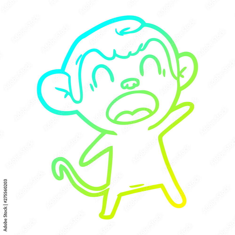 cold gradient line drawing shouting cartoon monkey cold gradient line drawing shouting cartoon monkey