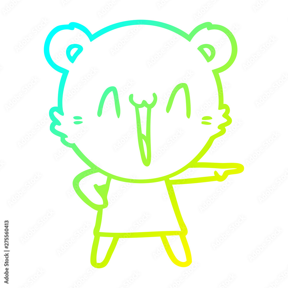 cold gradient line drawing happy bear cartoon