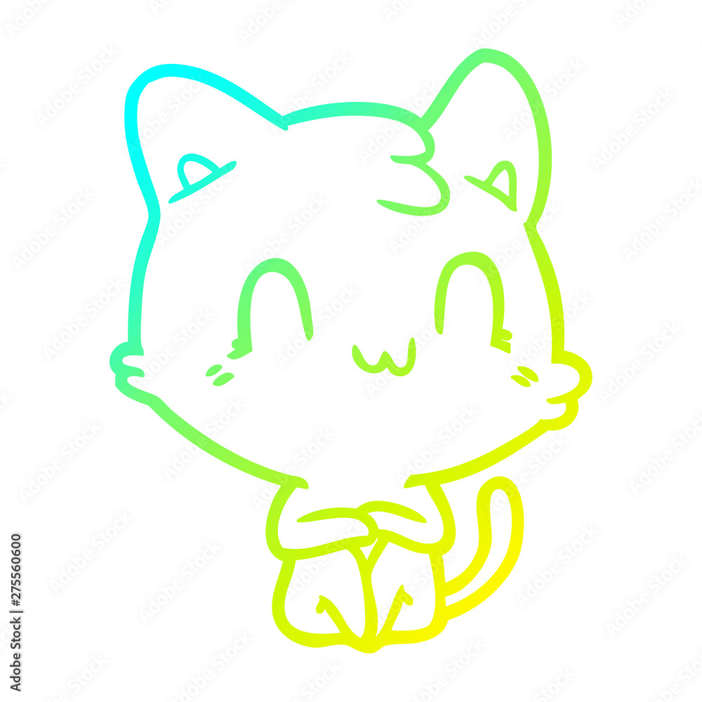 cold gradient line drawing cartoon happy cat cold gradient line drawing cartoon happy cat