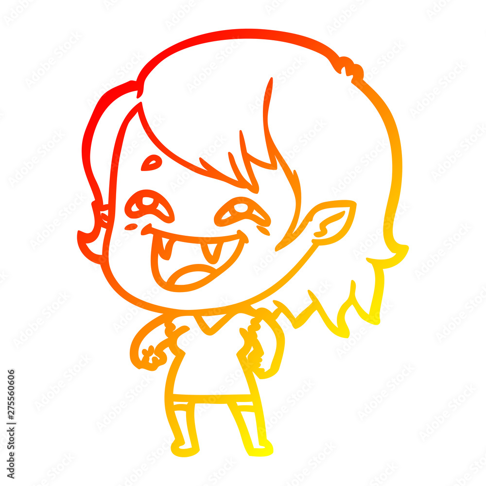 warm gradient line drawing cartoon laughing vampire girl warm gradient line drawing cartoon laughing vampire girl