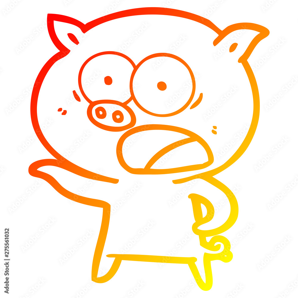 Obraz premium warm gradient line drawing cartoon pig shouting
