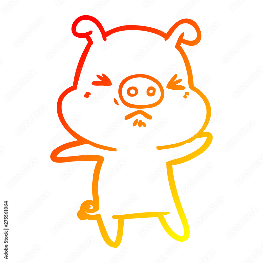 warm gradient line drawing cartoon angry pig warm gradient line drawing cartoon angry pig
