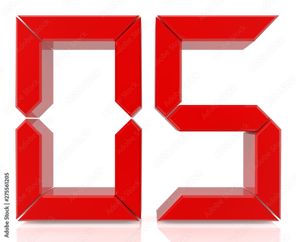 Red digital numbers 05 on white background 3d rendering Red digital numbers 05 on white background 3d rendering