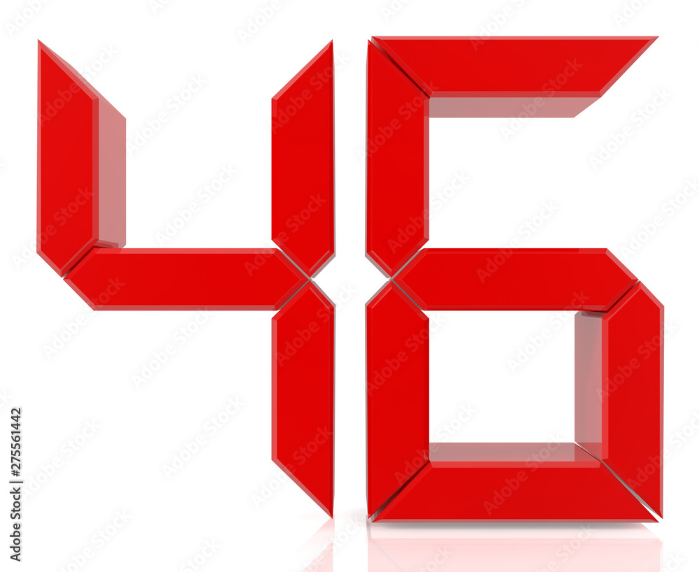 Obraz premium Red digital numbers 46 on white background 3d rendering