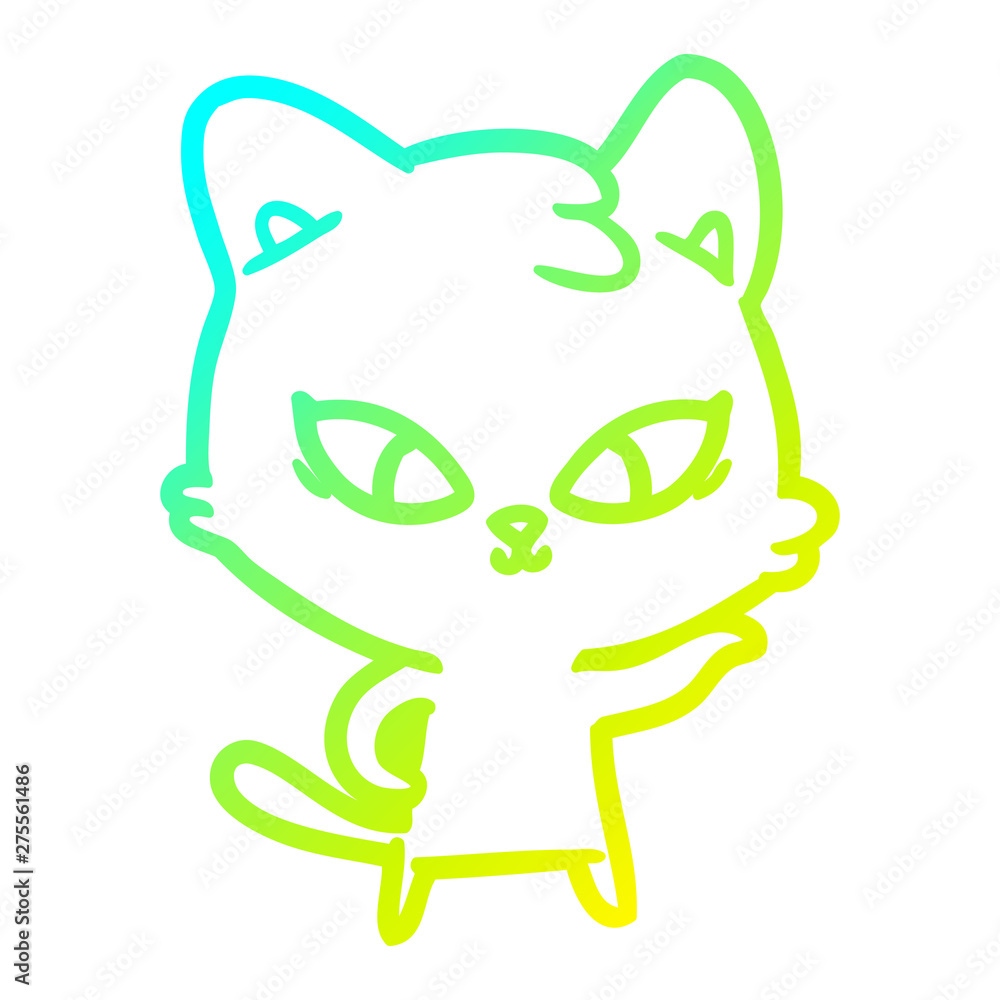 cold gradient line drawing cute cartoon cat cold gradient line drawing cute cartoon cat