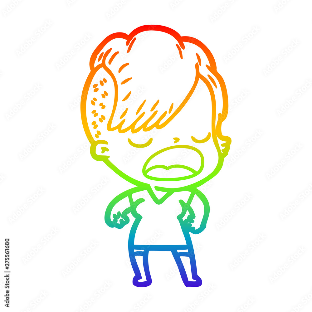 rainbow gradient line drawing cartoon cool hipster girl talking rainbow gradient line drawing cartoon cool hipster girl talking