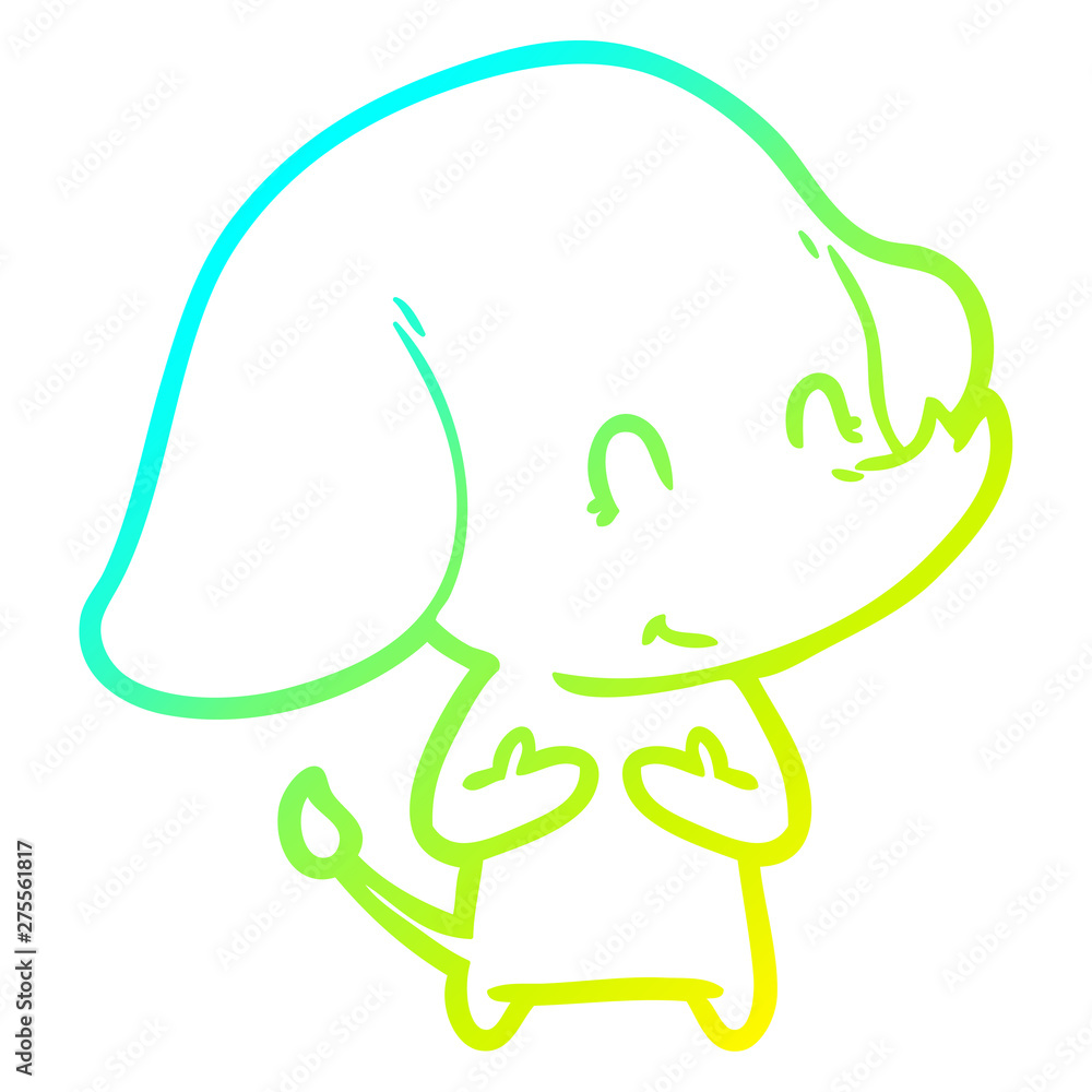 cold gradient line drawing cute cartoon elephant cold gradient line drawing cute cartoon elephant