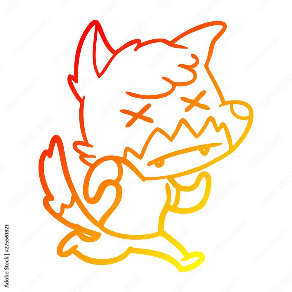 warm gradient line drawing cartoon dead fox warm gradient line drawing cartoon dead fox
