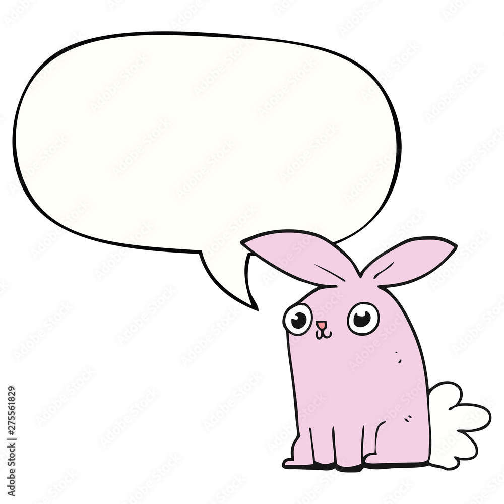 Obraz premium cartoon bunny rabbit and speech bubble