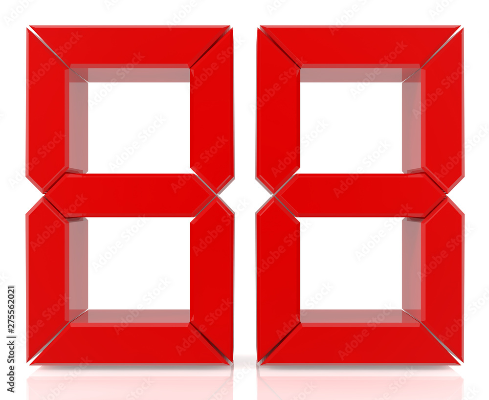 sortie jordskælv Blå Red digital numbers 88 on white background 3d rendering Stock-illustration  | Adobe Stock