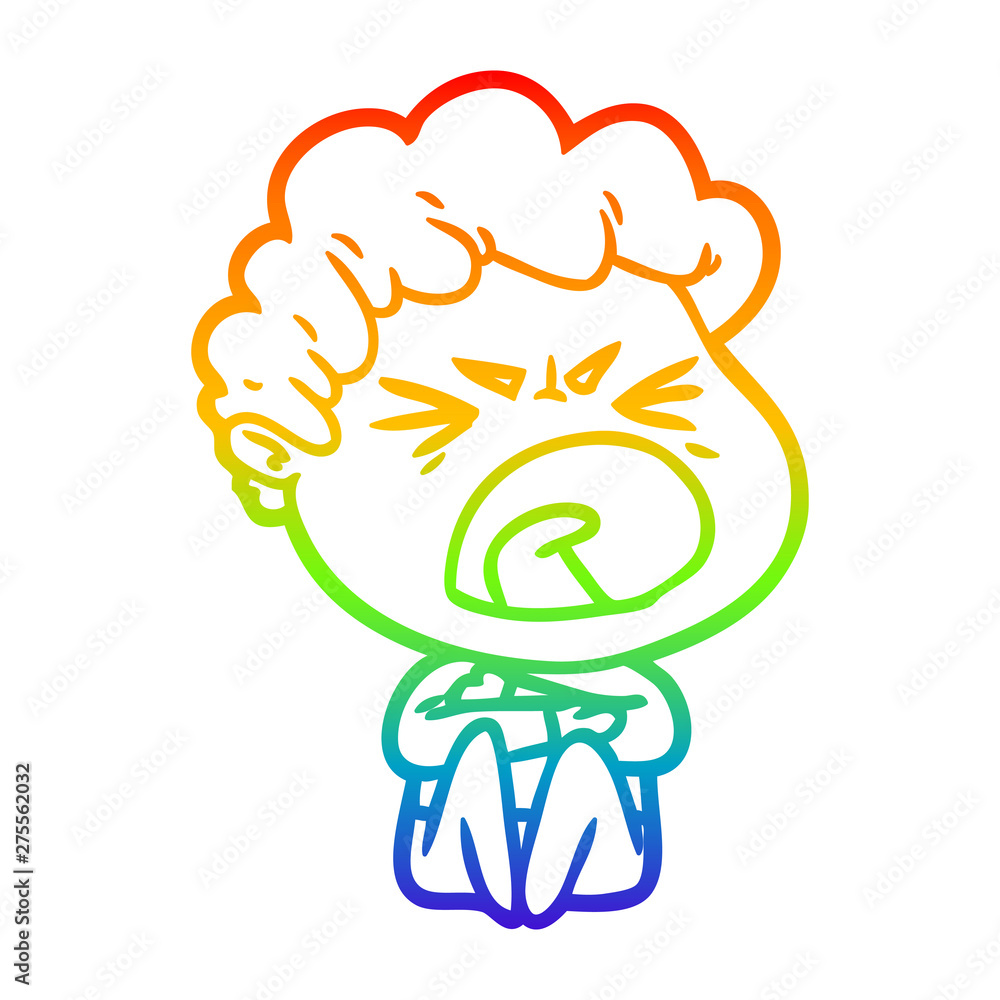 rainbow gradient line drawing cartoon furious man rainbow gradient line drawing cartoon furious man