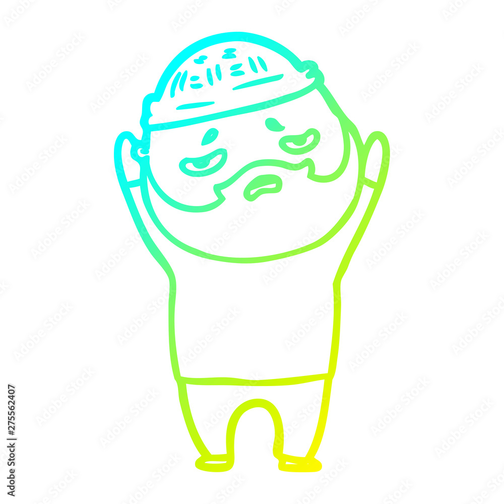cold gradient line drawing cartoon worried man with beard cold gradient line drawing cartoon worried man with beard