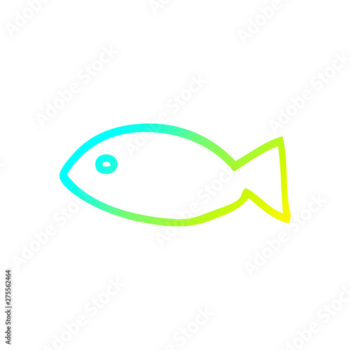 cold gradient line drawing cartoon fish symbol