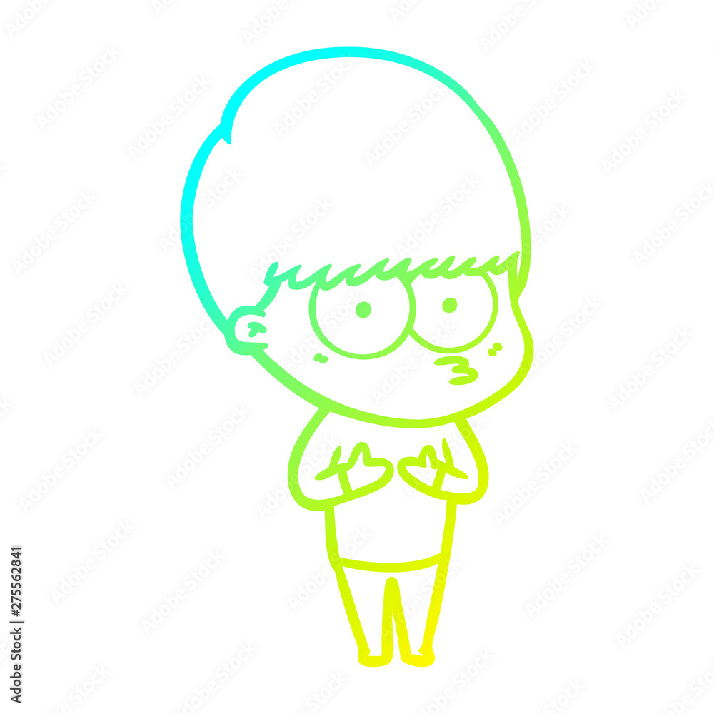 cold gradient line drawing nervous cartoon boy cold gradient line drawing nervous cartoon boy