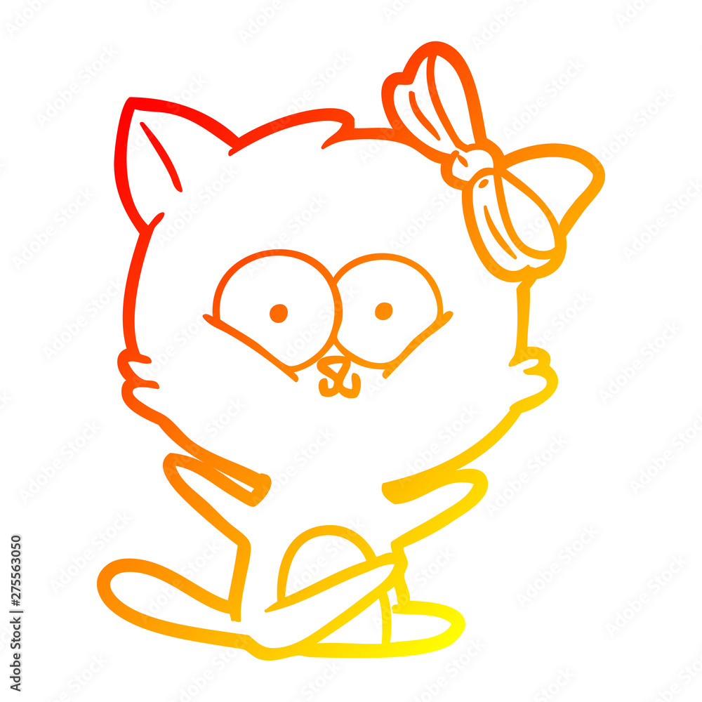 warm gradient line drawing cartoon cat warm gradient line drawing cartoon cat