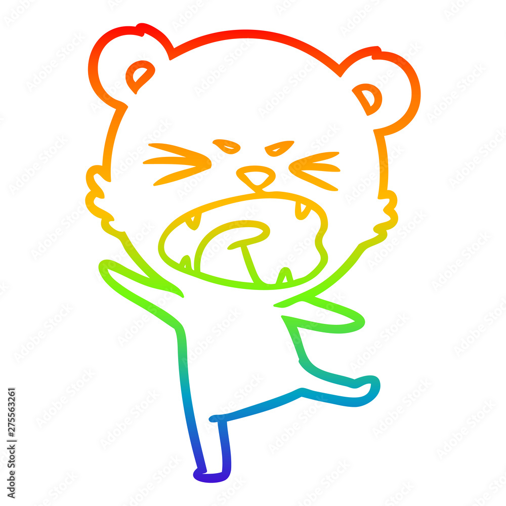 rainbow gradient line drawing angry cartoon polar bear rainbow gradient line drawing angry cartoon polar bear