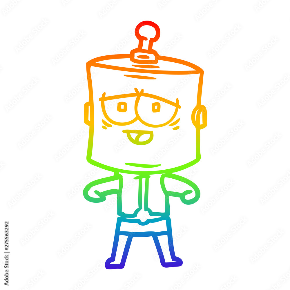 Obraz premium rainbow gradient line drawing cartoon robot