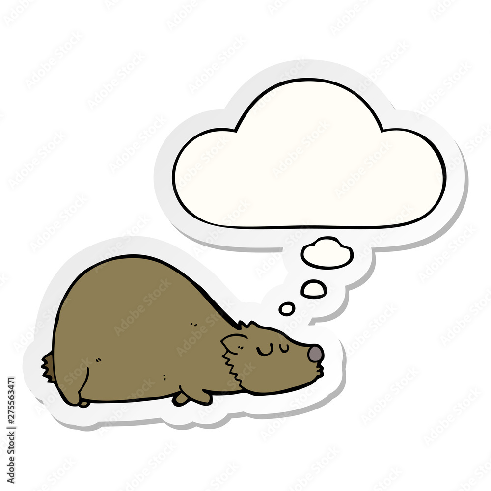 cartoon bear and thought bubble as a printed sticker cartoon bear and thought bubble as a printed sticker
