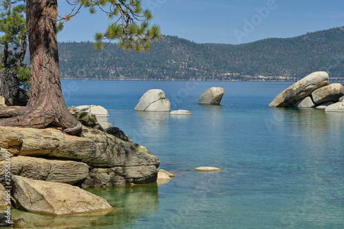 Granite Boulders line he pristine shoreline of Lake Tahoe