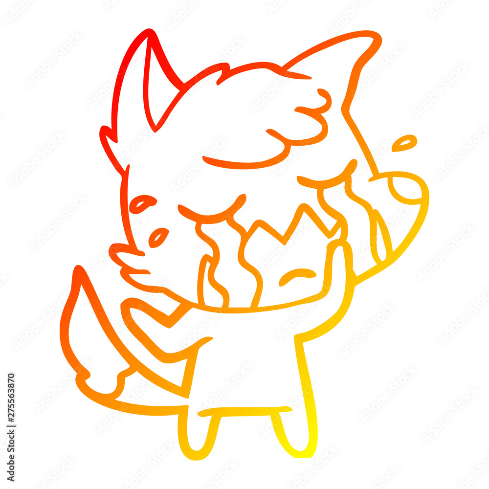 warm gradient line drawing crying fox cartoon warm gradient line drawing crying fox cartoon