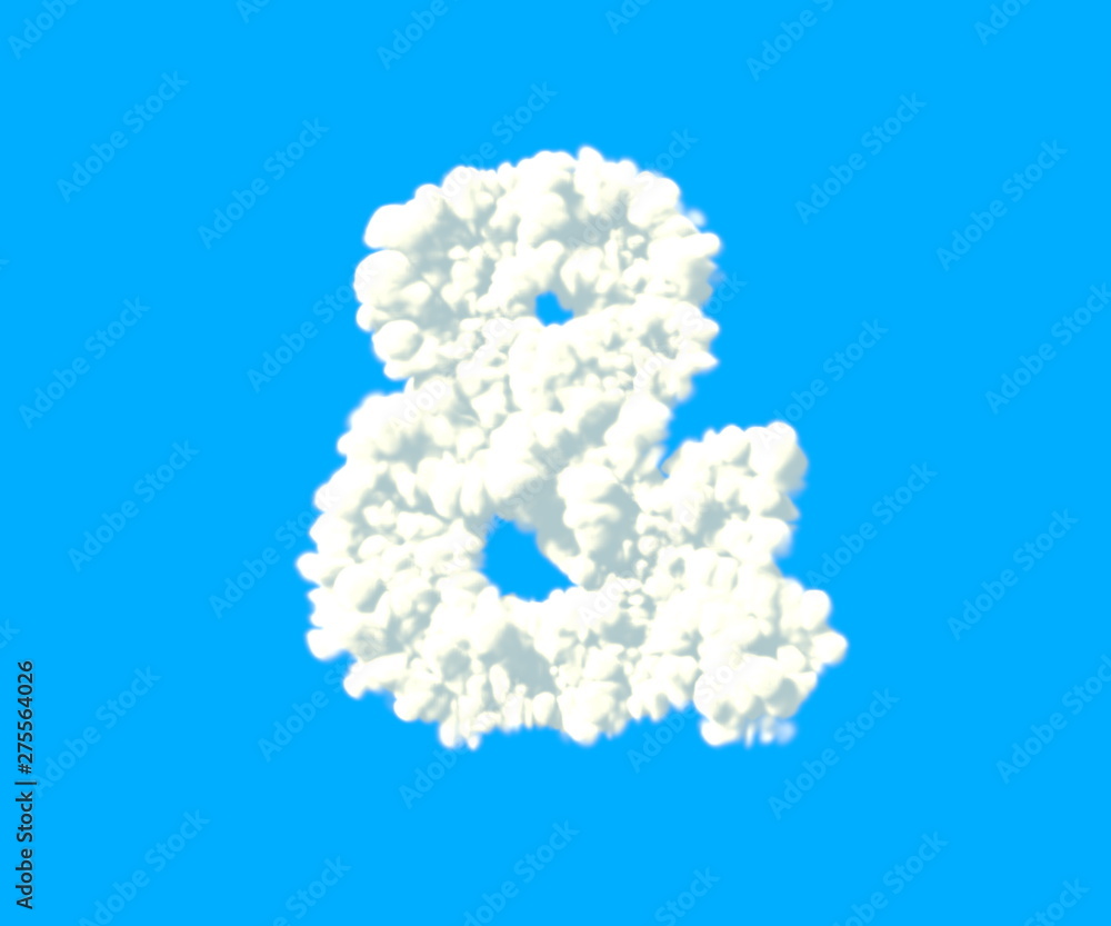 Clouds design alphabet, white cloudy ampersand isolated on sky background - 3D illustration of symbols Clouds design alphabet, white cloudy ampersand isolated on sky background - 3D illustration of symbols