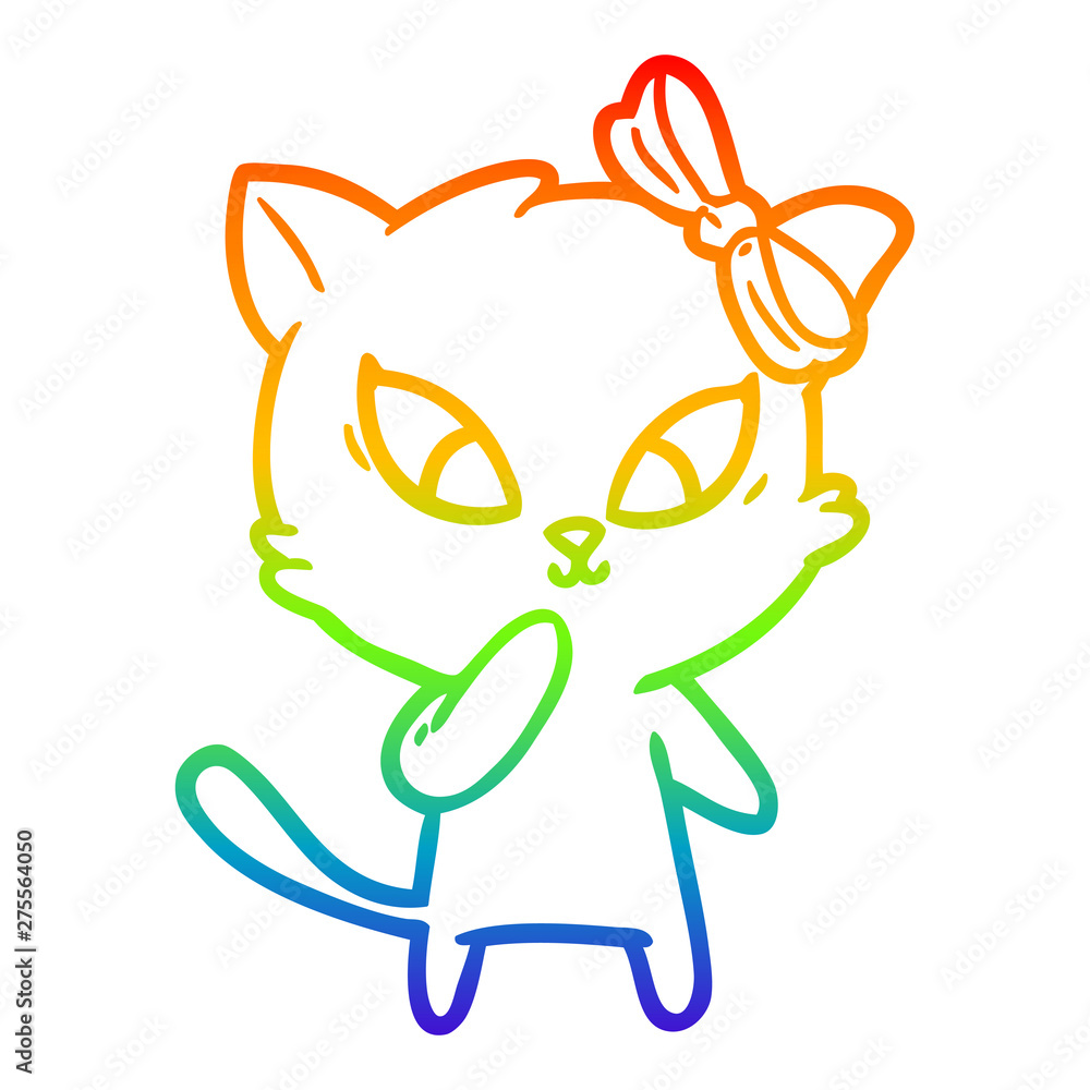 rainbow gradient line drawing cartoon cat rainbow gradient line drawing cartoon cat