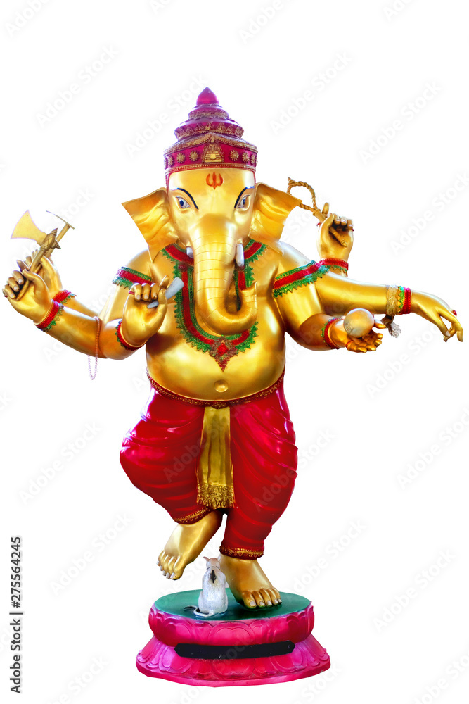 Ganesha statue stand shape with golden skin,Lucky Legend of