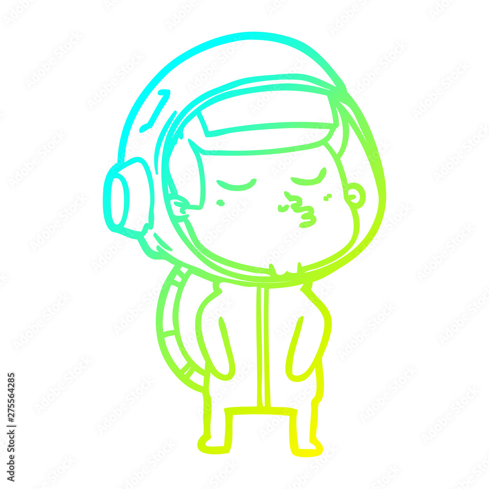 Fototapeta premium cold gradient line drawing cartoon confident astronaut