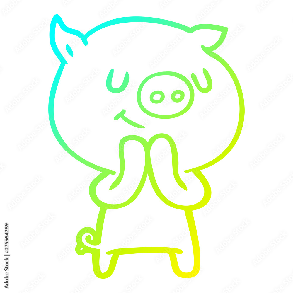 cold gradient line drawing happy cartoon pig cold gradient line drawing happy cartoon pig