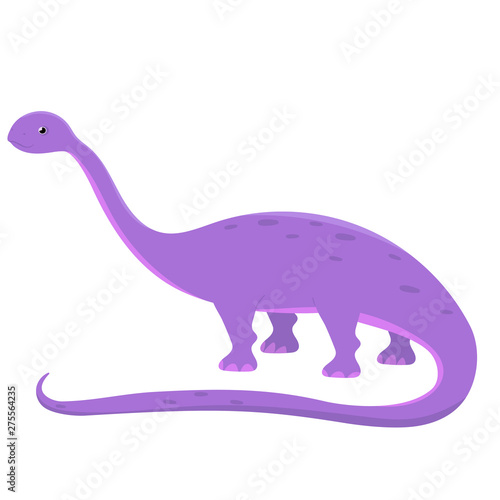 Diplodocus dinosaur cartoon. Vector illustration isolated on white background.