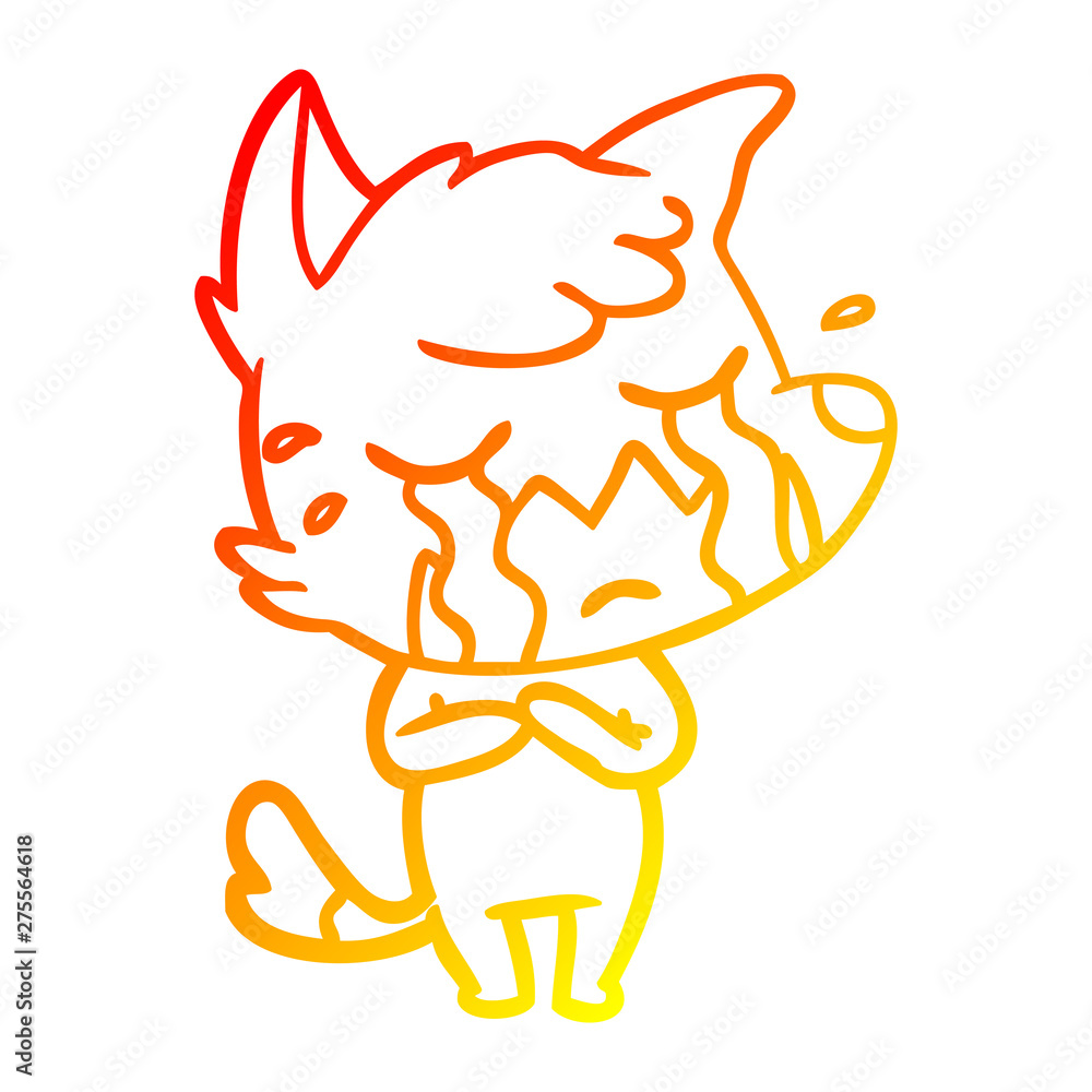 warm gradient line drawing crying fox cartoon warm gradient line drawing crying fox cartoon