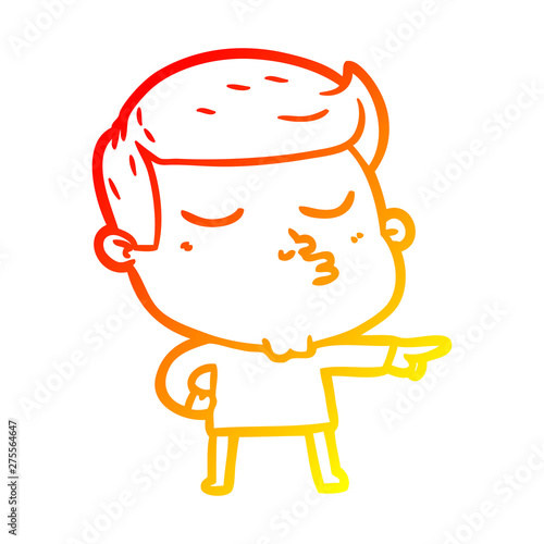 warm gradient line drawing cartoon model guy pouting
