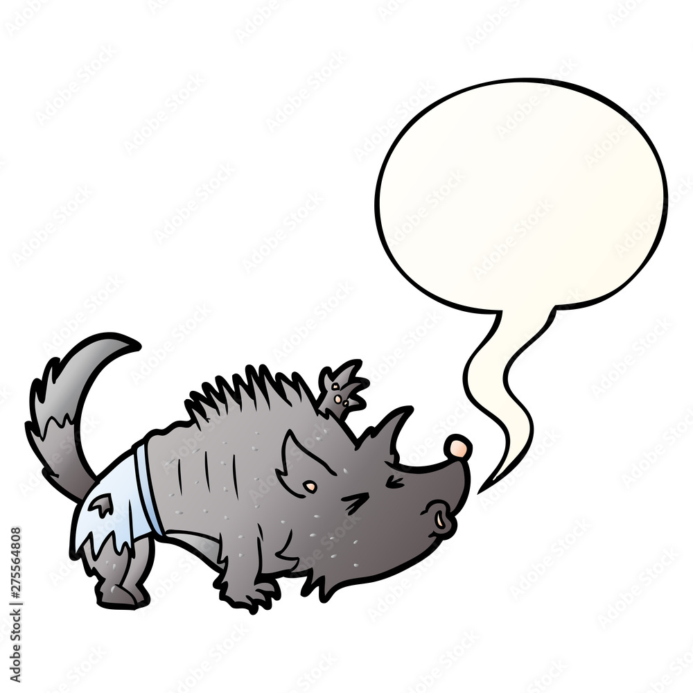 cartoon halloween werewolf and speech bubble in smooth gradient style cartoon halloween werewolf and speech bubble in smooth gradient style