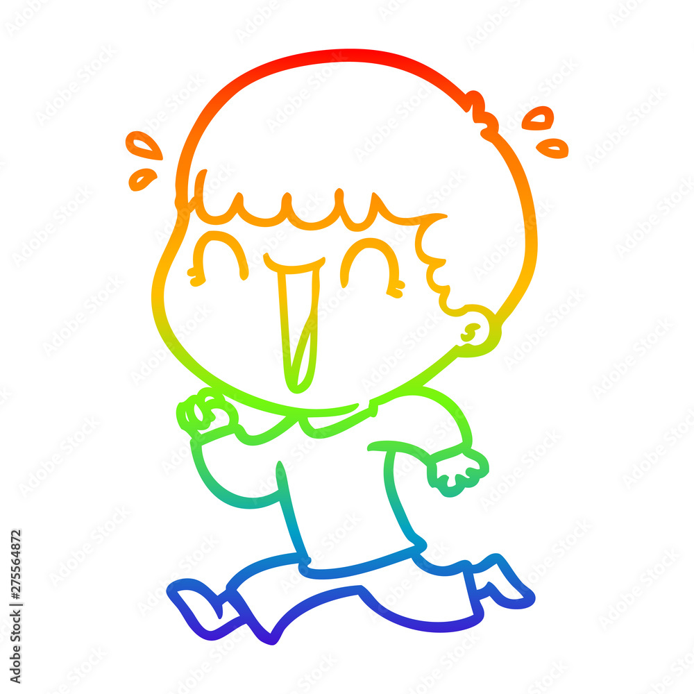 rainbow gradient line drawing laughing cartoon man rainbow gradient line drawing laughing cartoon man