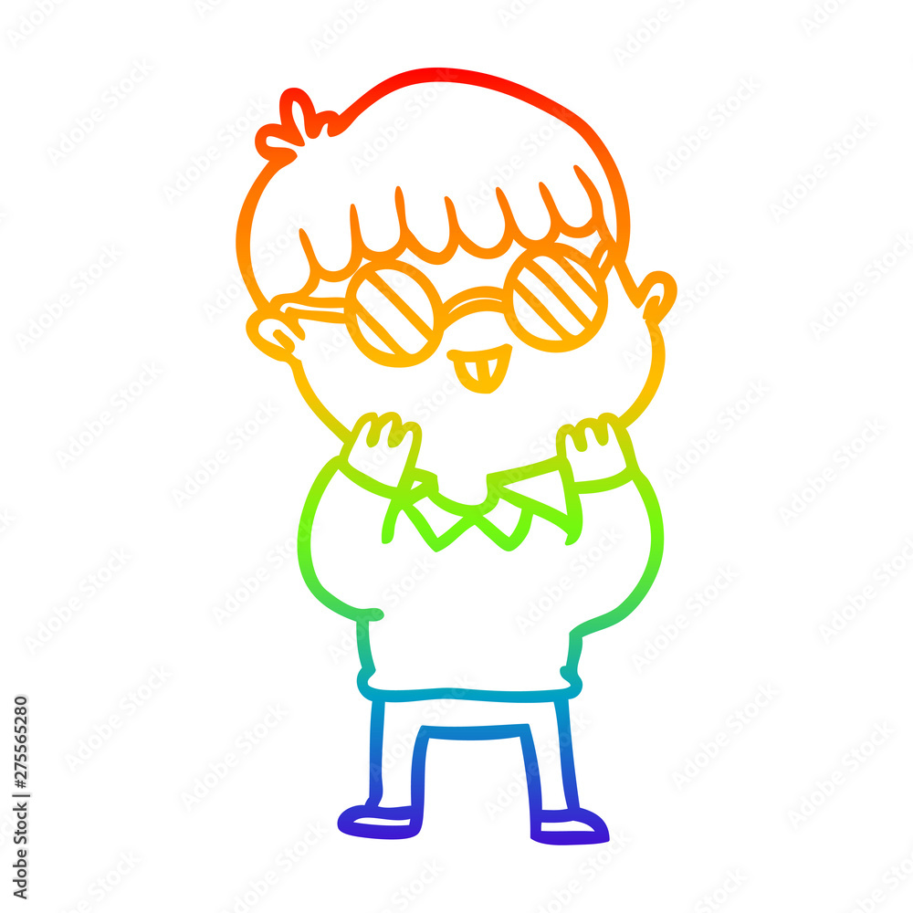 rainbow gradient line drawing cartoon boy wearing spectacles rainbow gradient line drawing cartoon boy wearing spectacles