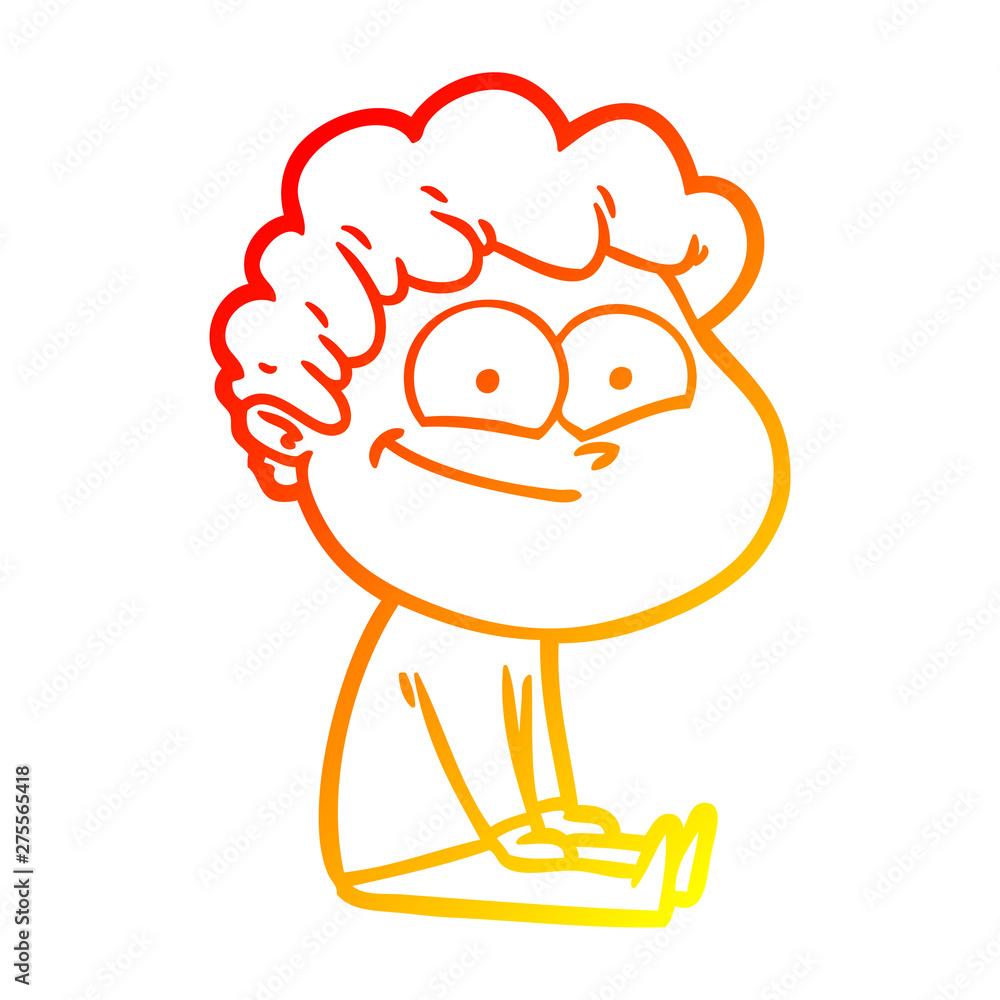 Fototapeta premium warm gradient line drawing cartoon happy man