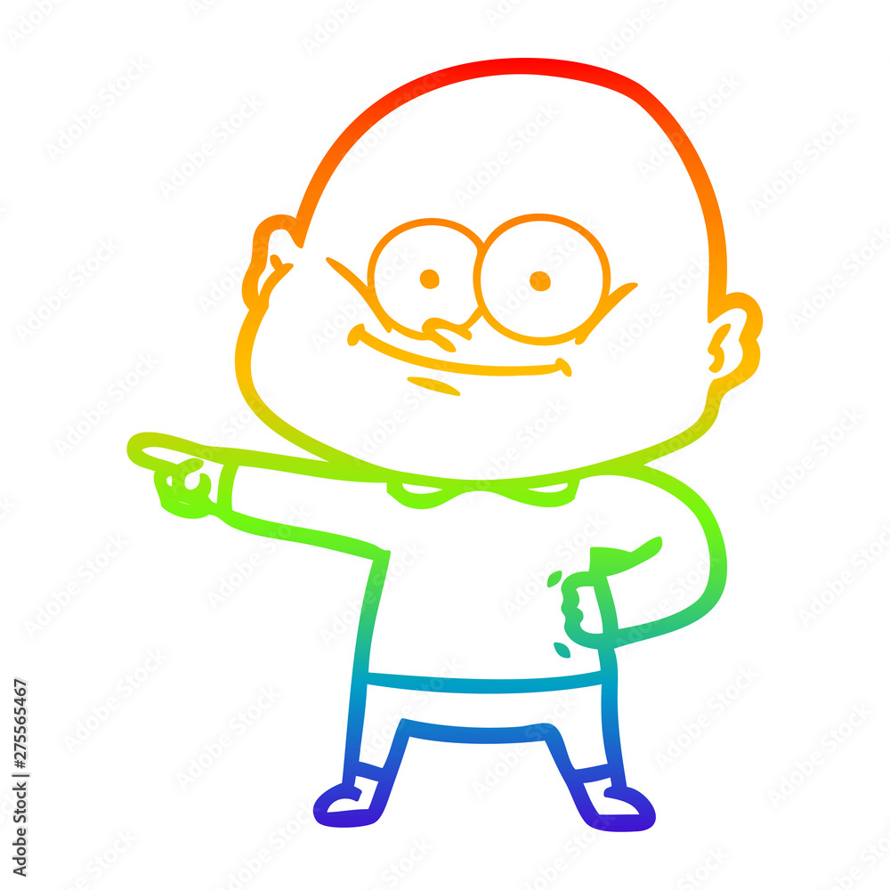 rainbow gradient line drawing cartoon bald man staring rainbow gradient line drawing cartoon bald man staring