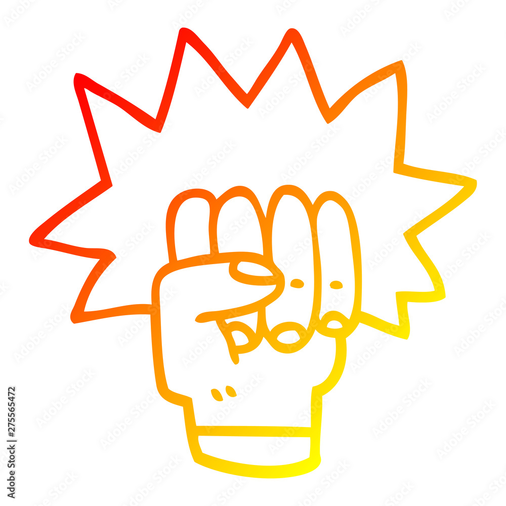 warm gradient line drawing cartoon punching fist warm gradient line drawing cartoon punching fist