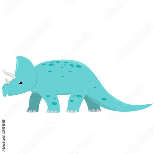 Triceratops dinosaur isolate on white background. Cartoon vector graphics.