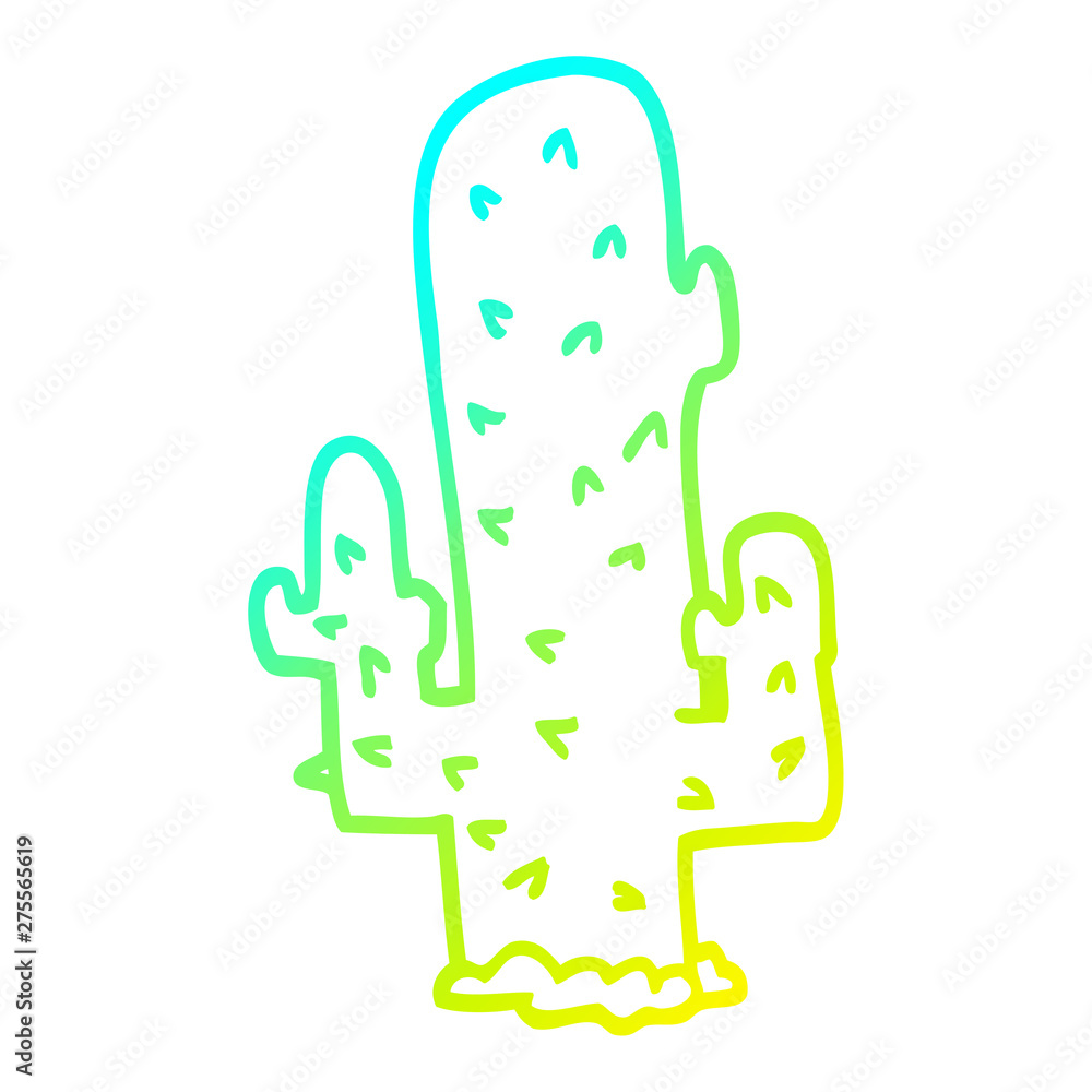cold gradient line drawing cartoon cactus cold gradient line drawing cartoon cactus
