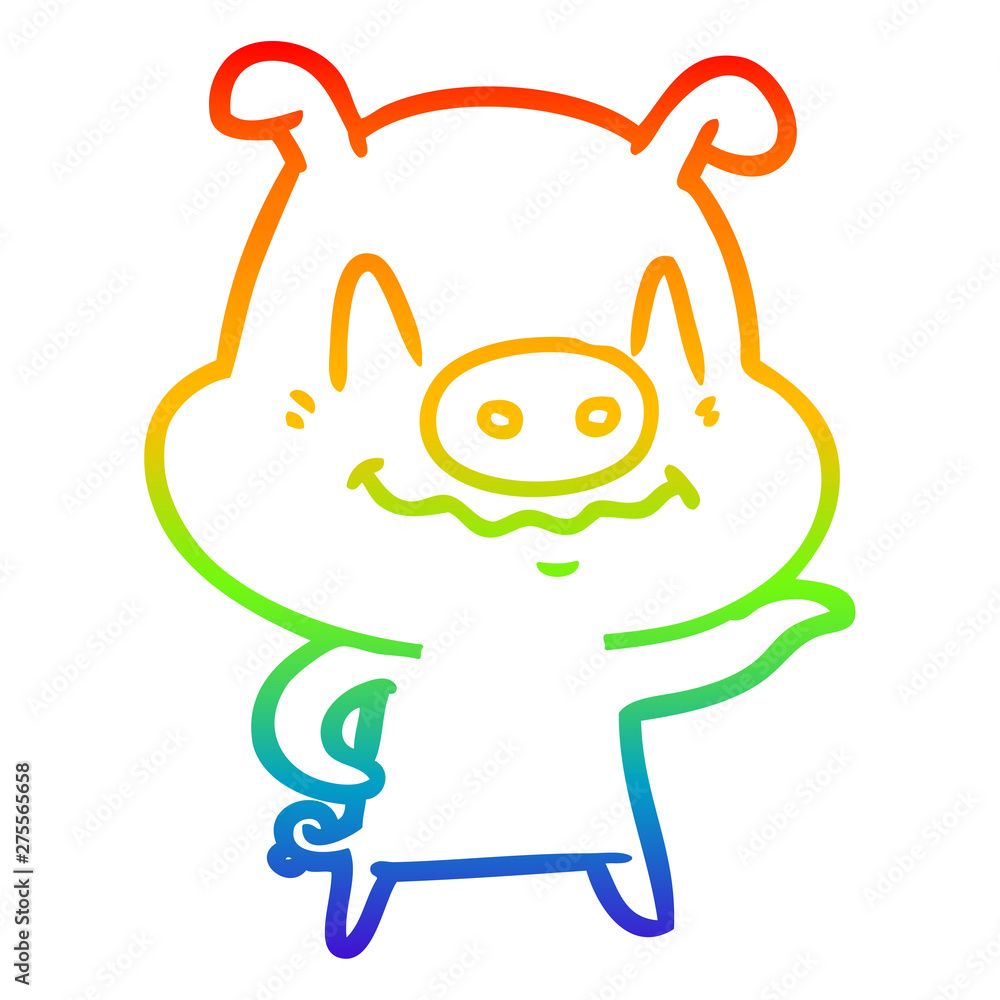 rainbow gradient line drawing nervous cartoon pig rainbow gradient line drawing nervous cartoon pig