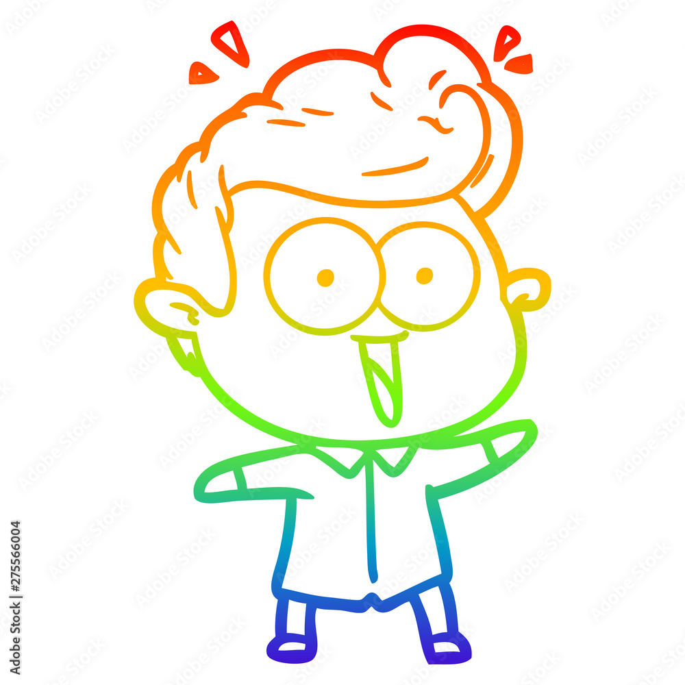 rainbow gradient line drawing cartoon excited man rainbow gradient line drawing cartoon excited man
