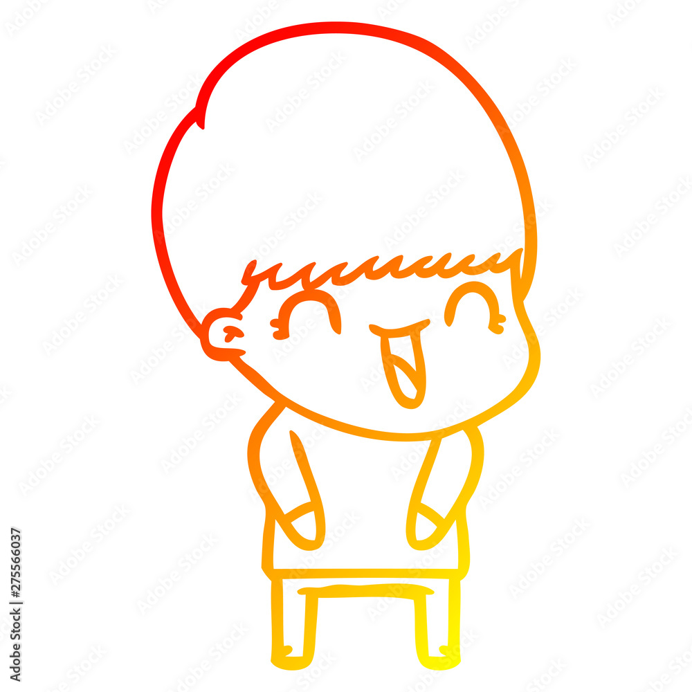 warm gradient line drawing happy cartoon boy warm gradient line drawing happy cartoon boy