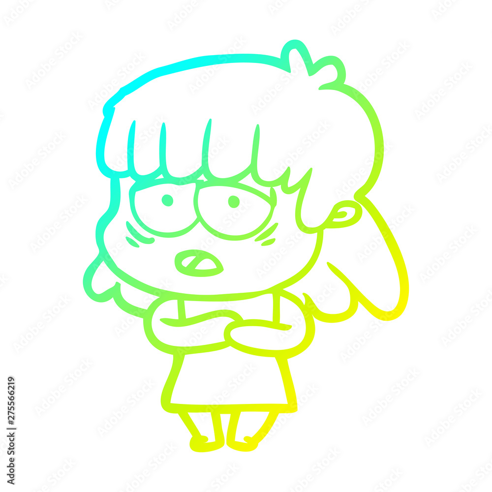 cold gradient line drawing cartoon tired woman cold gradient line drawing cartoon tired woman