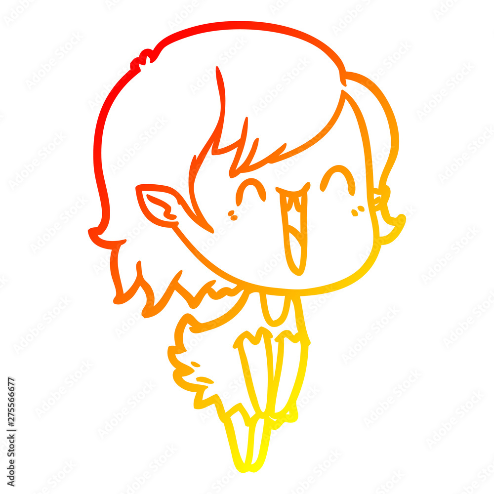 warm gradient line drawing cute cartoon happy vampire girl warm gradient line drawing cute cartoon happy vampire girl