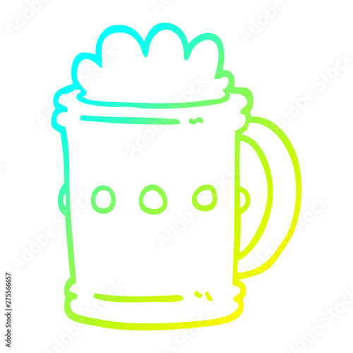 cold gradient line drawing cartoon beer tankard
